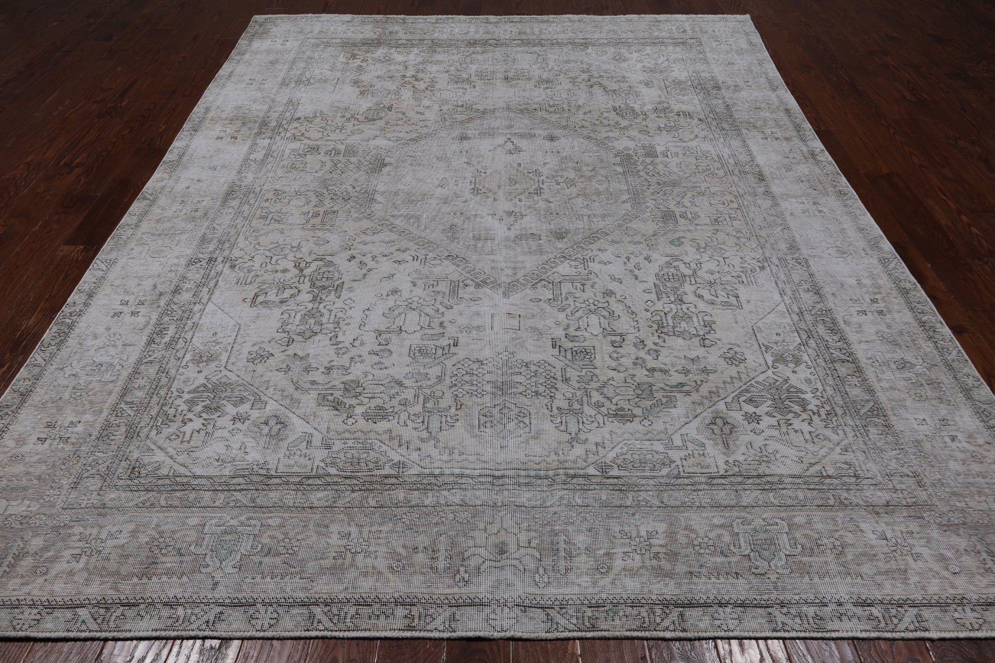 SUPER SALE Ivory Persian Vintage White Wash Handmade Wool Area Rug - 8' 3" X 10' 6"