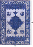 Blue Persian Overdyed Handmade Wool Rug - 6' 5" X 9' 7" - Golden Nile