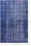 Blue Persian Overdyed Hand Knotted Wool Rug - 6' 3" X 9' 5" - Golden Nile