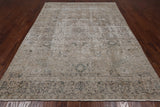 SUPER SALE Ivory Persian Vintage White Wash Hand Knotted Wool Rug - 6' 7" X 9' 6"