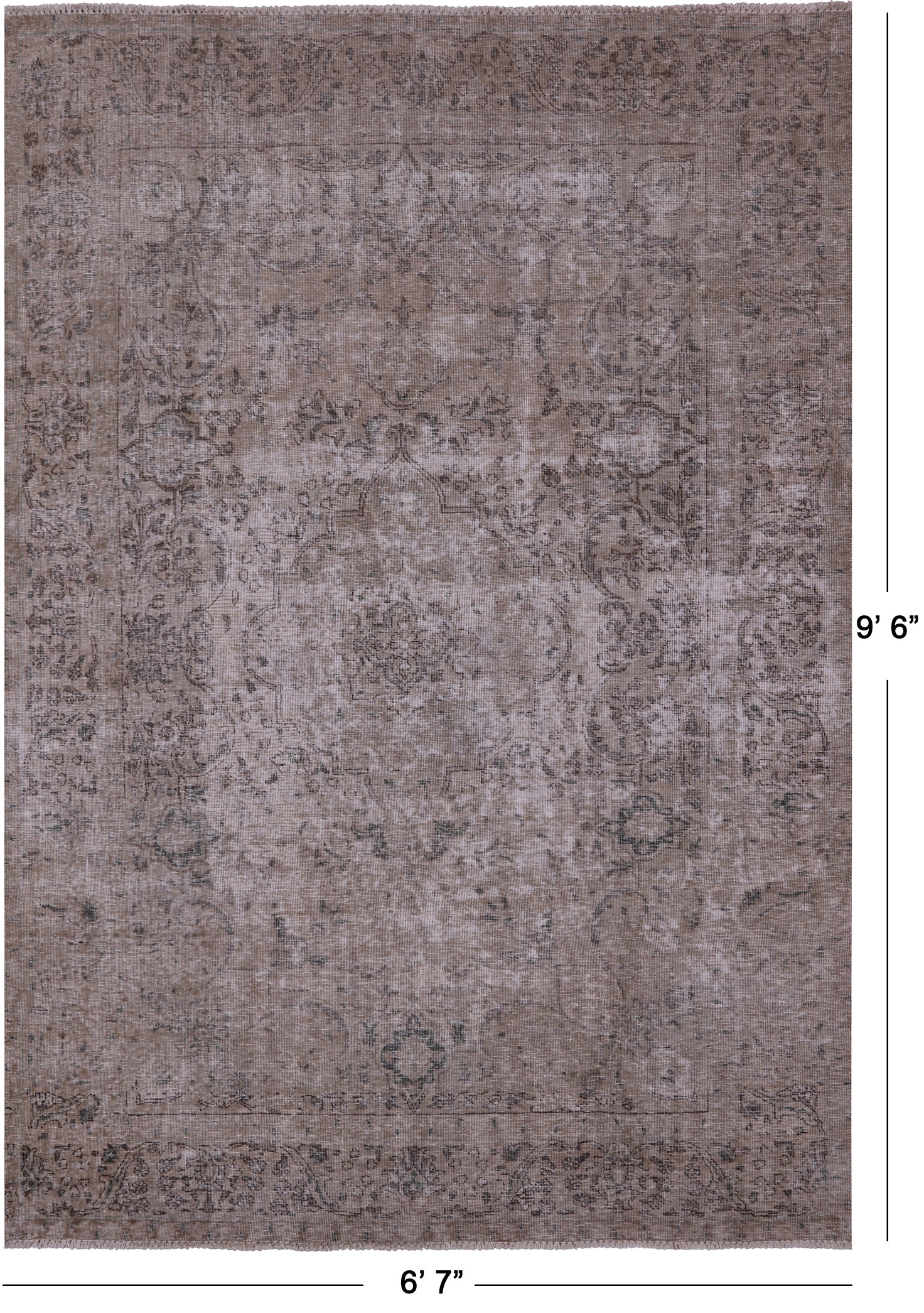 Ivory Persian Vintage White Wash Hand Knotted Wool Rug - 6' 7" X 9' 6" - Golden Nile