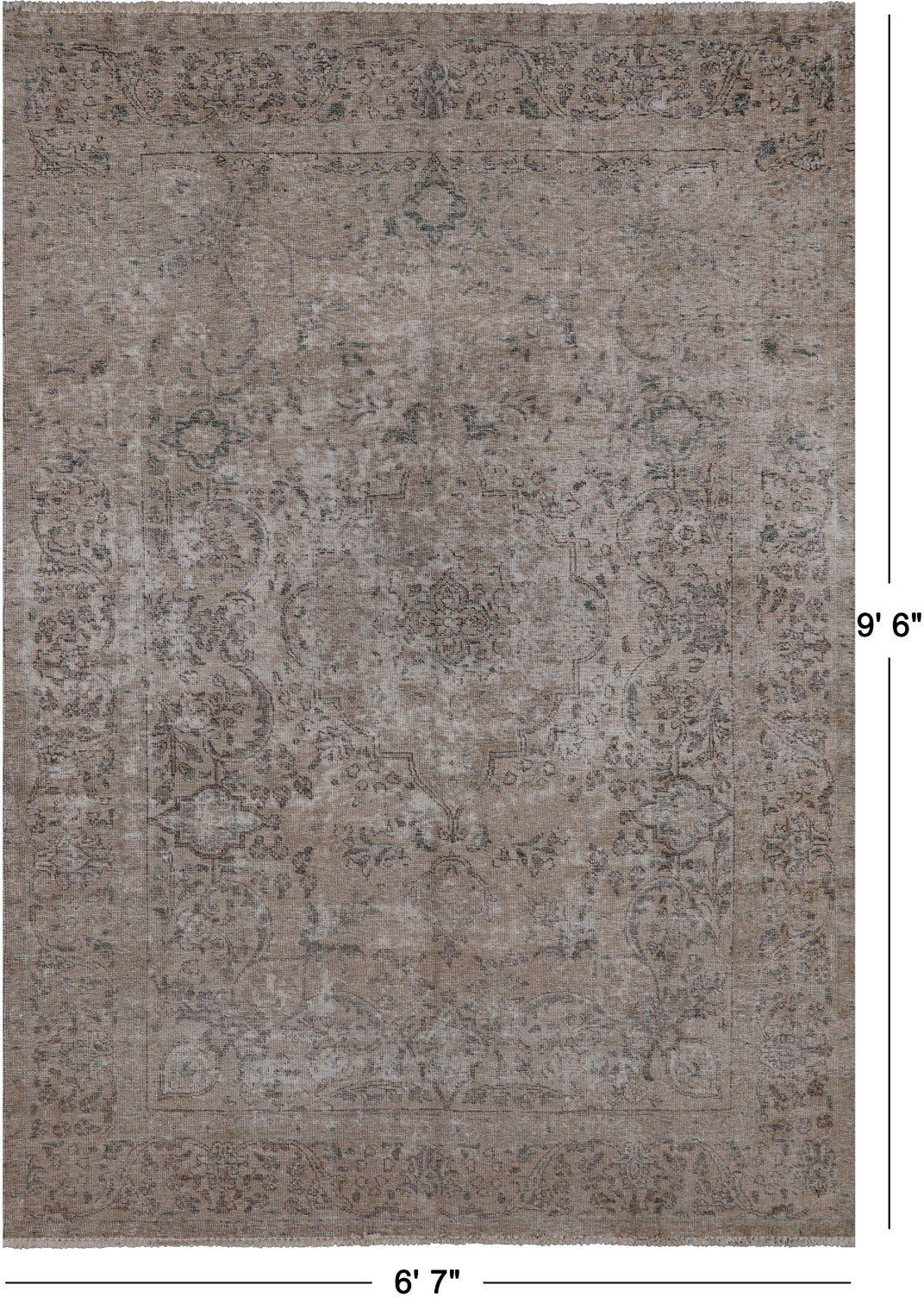 SUPER SALE Ivory Persian Vintage White Wash Hand Knotted Wool Rug - 6' 7" X 9' 6"