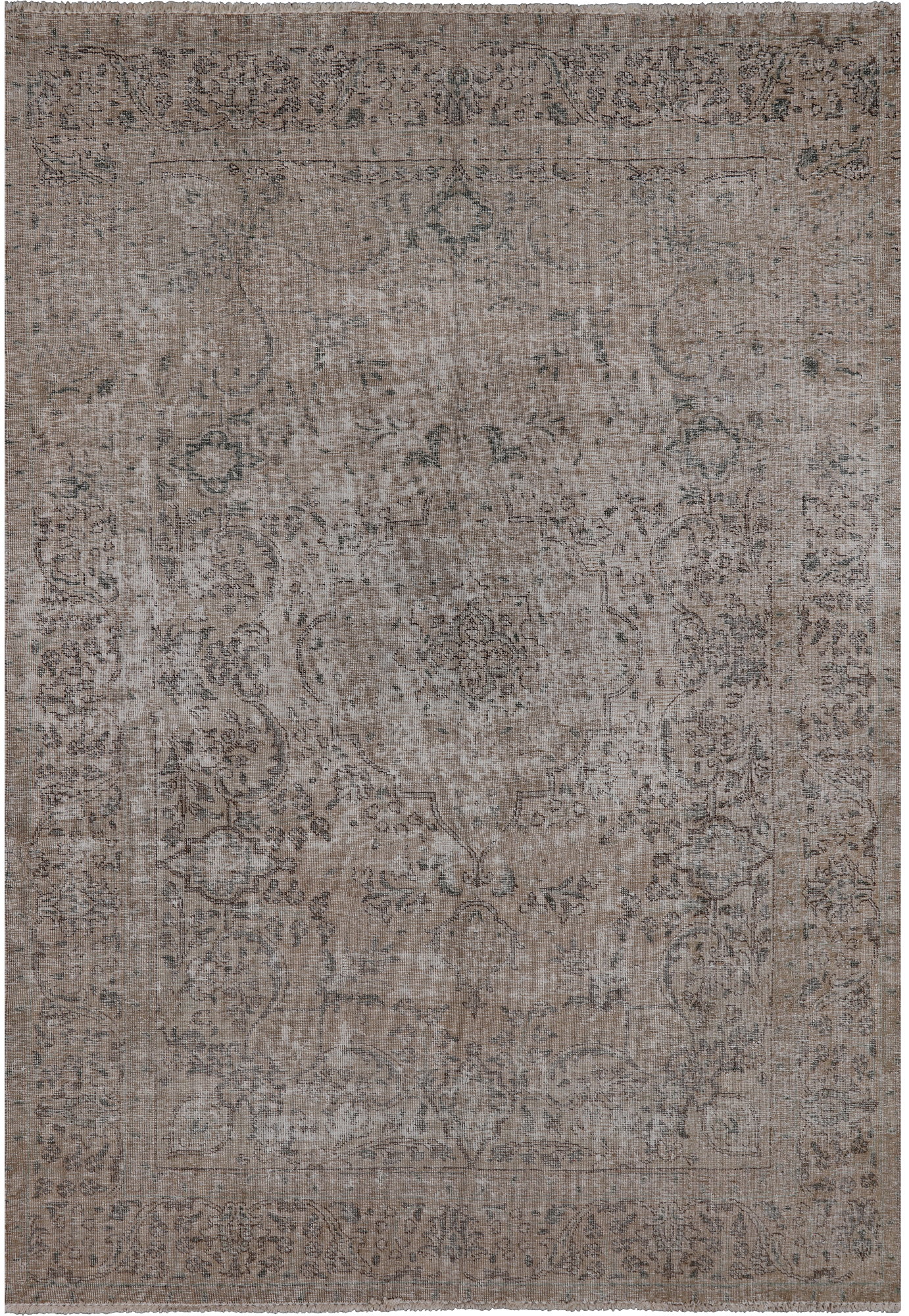 SUPER SALE Ivory Persian Vintage White Wash Hand Knotted Wool Rug - 6' 7" X 9' 6"