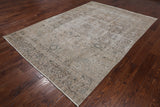 SUPER SALE Ivory Persian Vintage White Wash Hand Knotted Wool Rug - 6' 7" X 9' 6"