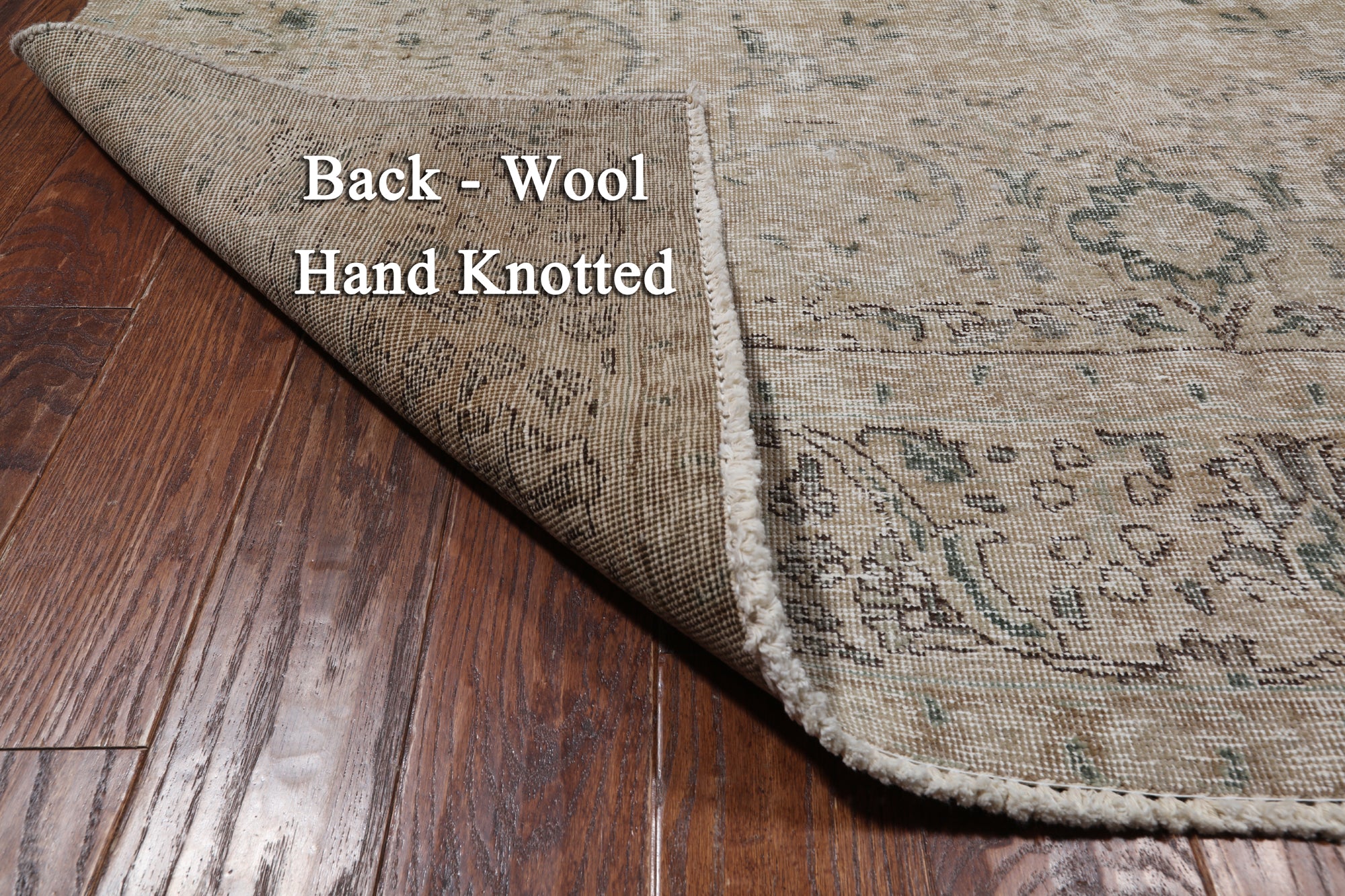 SUPER SALE Ivory Persian Vintage White Wash Hand Knotted Wool Rug - 6' 7" X 9' 6"