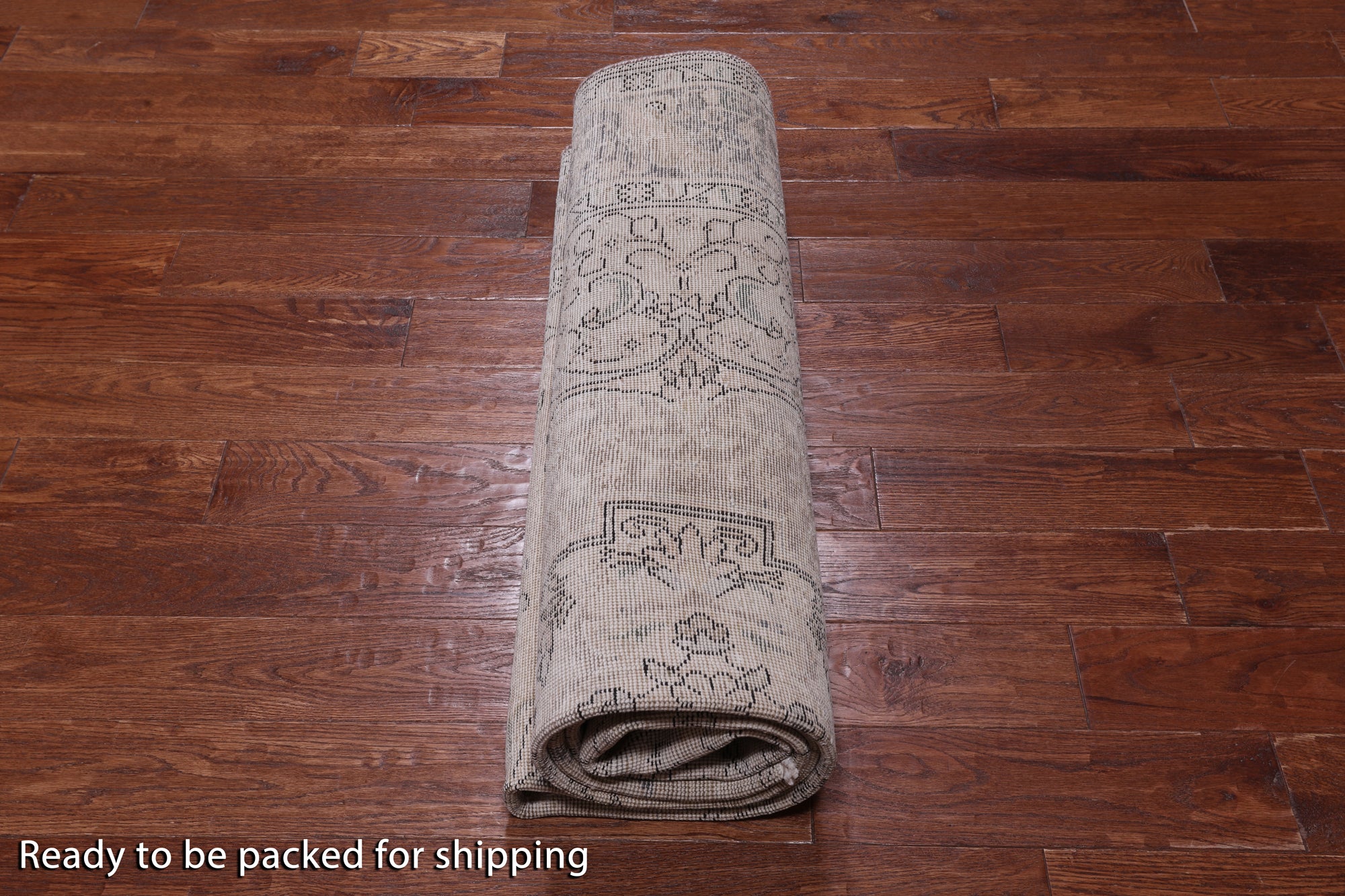 SUPER SALE Ivory Persian Vintage White Wash Hand Knotted Wool Rug - 6' 9" X 9' 10"