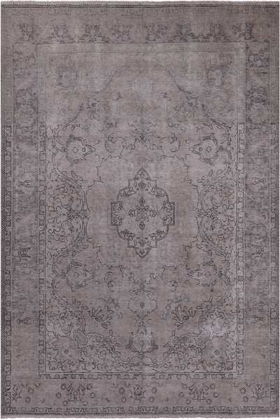 SUPER SALE Ivory Persian Vintage White Wash Hand Knotted Wool Rug - 6' 9" X 9' 10"