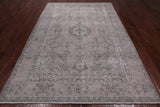 SUPER SALE Ivory Persian Vintage White Wash Hand Knotted Wool Rug - 6' 9" X 9' 10"
