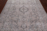 SUPER SALE Ivory Persian Vintage White Wash Hand Knotted Wool Rug - 6' 9" X 9' 10"