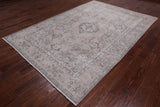 SUPER SALE Ivory Persian Vintage White Wash Hand Knotted Wool Rug - 6' 9" X 9' 10"