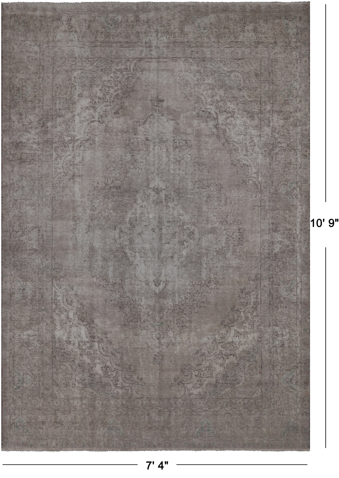 SUPER SALE Ivory Persian Vintage White Wash Handmade Wool Rug - 7' 4" X 10' 9"