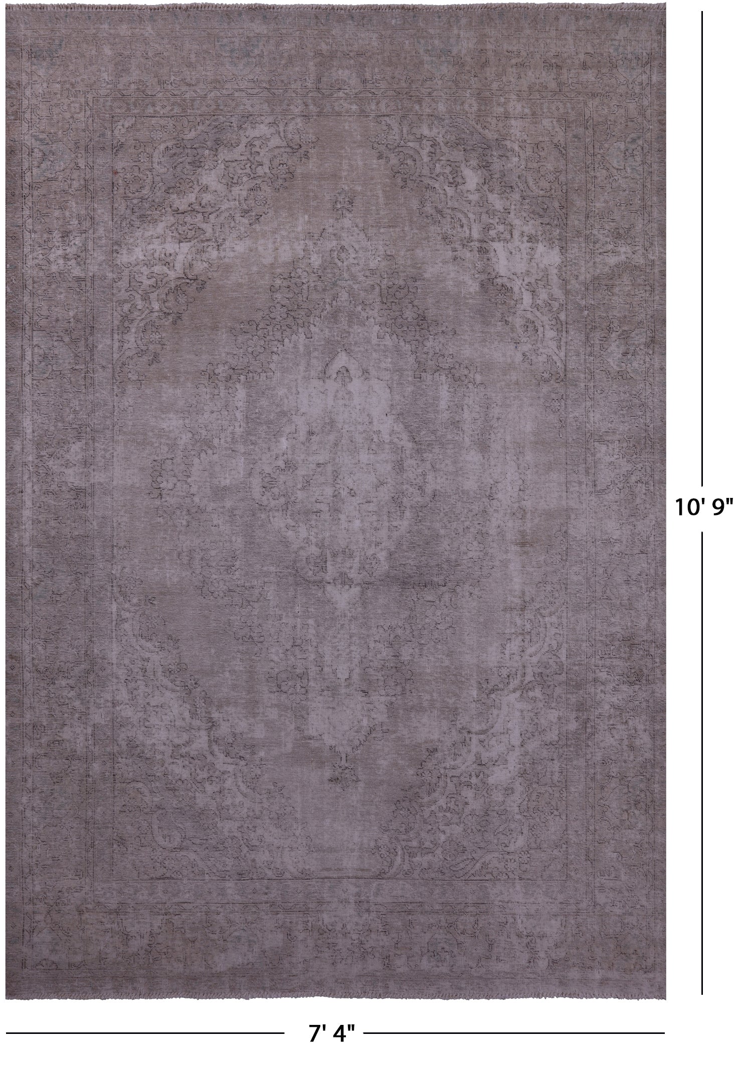 Ivory Persian Vintage White Wash Handmade Wool Rug - 7' 4" X 10' 9" - Golden Nile