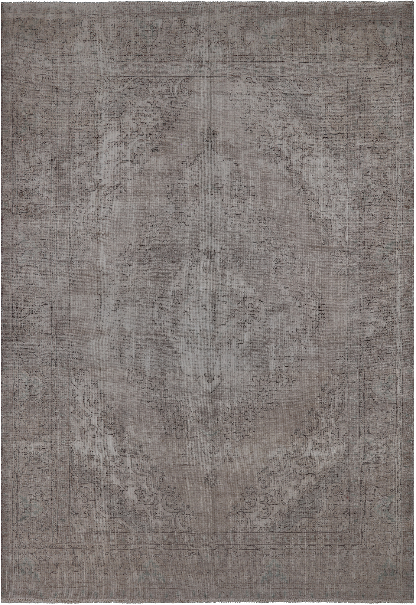 SUPER SALE Ivory Persian Vintage White Wash Handmade Wool Rug - 7' 4" X 10' 9"