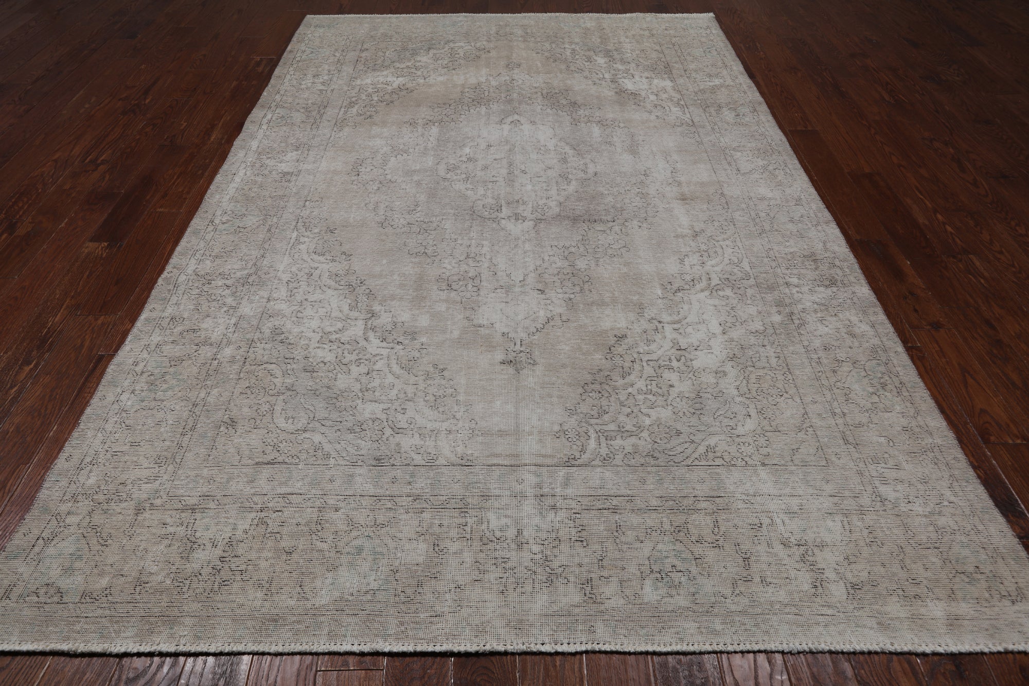 SUPER SALE Ivory Persian Vintage White Wash Handmade Wool Rug - 7' 4" X 10' 9"