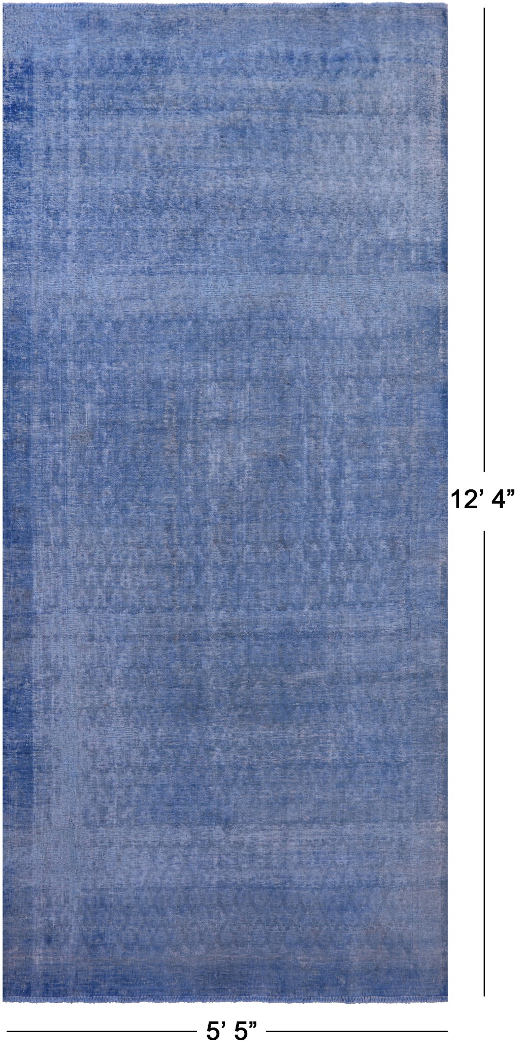 Blue Persian Overdyed Hand Knotted Wool Rug - 5' 5" X 12' 4" - Golden Nile