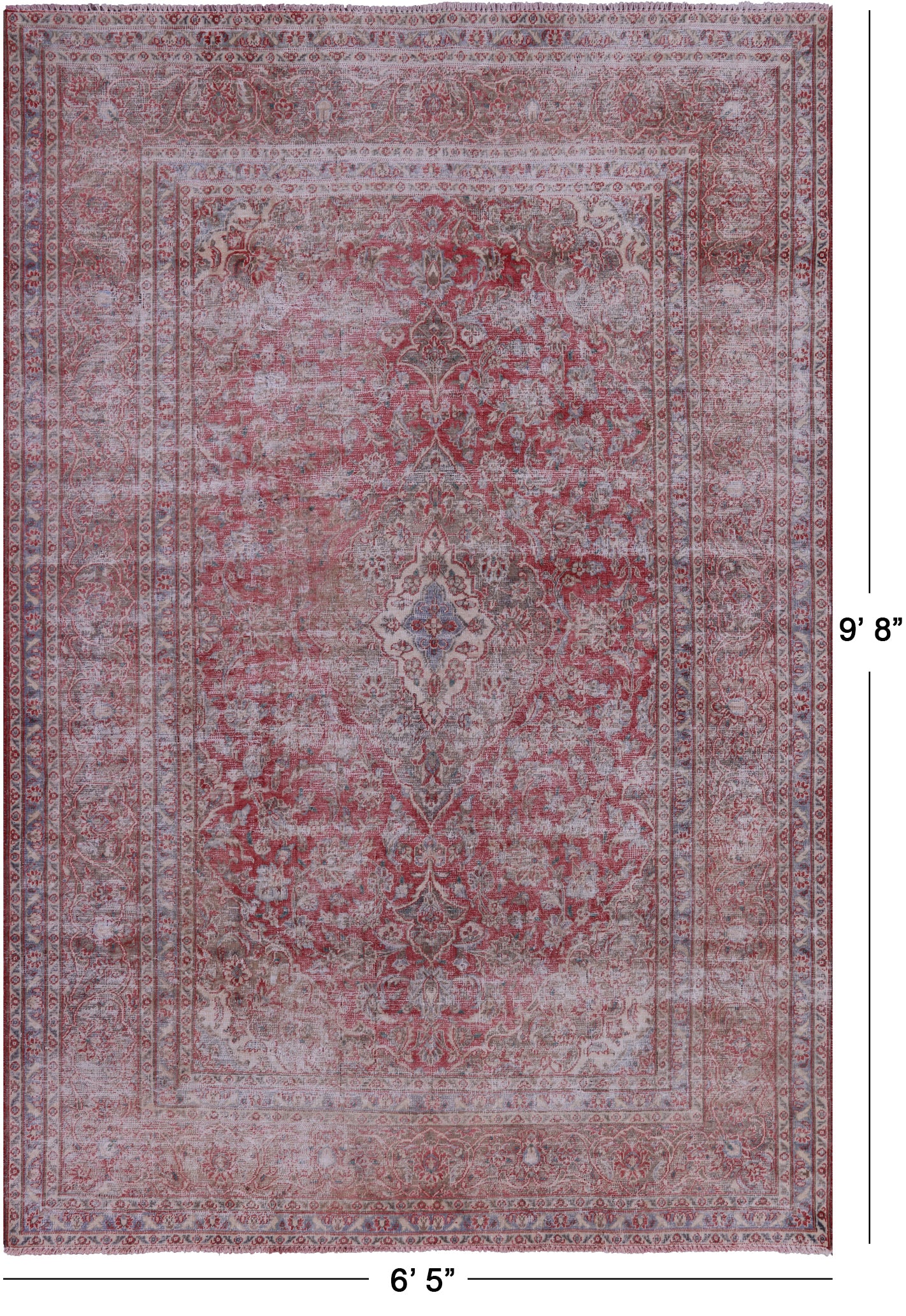Persian Vintage White Wash Hand Knotted Wool Rug - 6' 5" X 9' 8" - Golden Nile