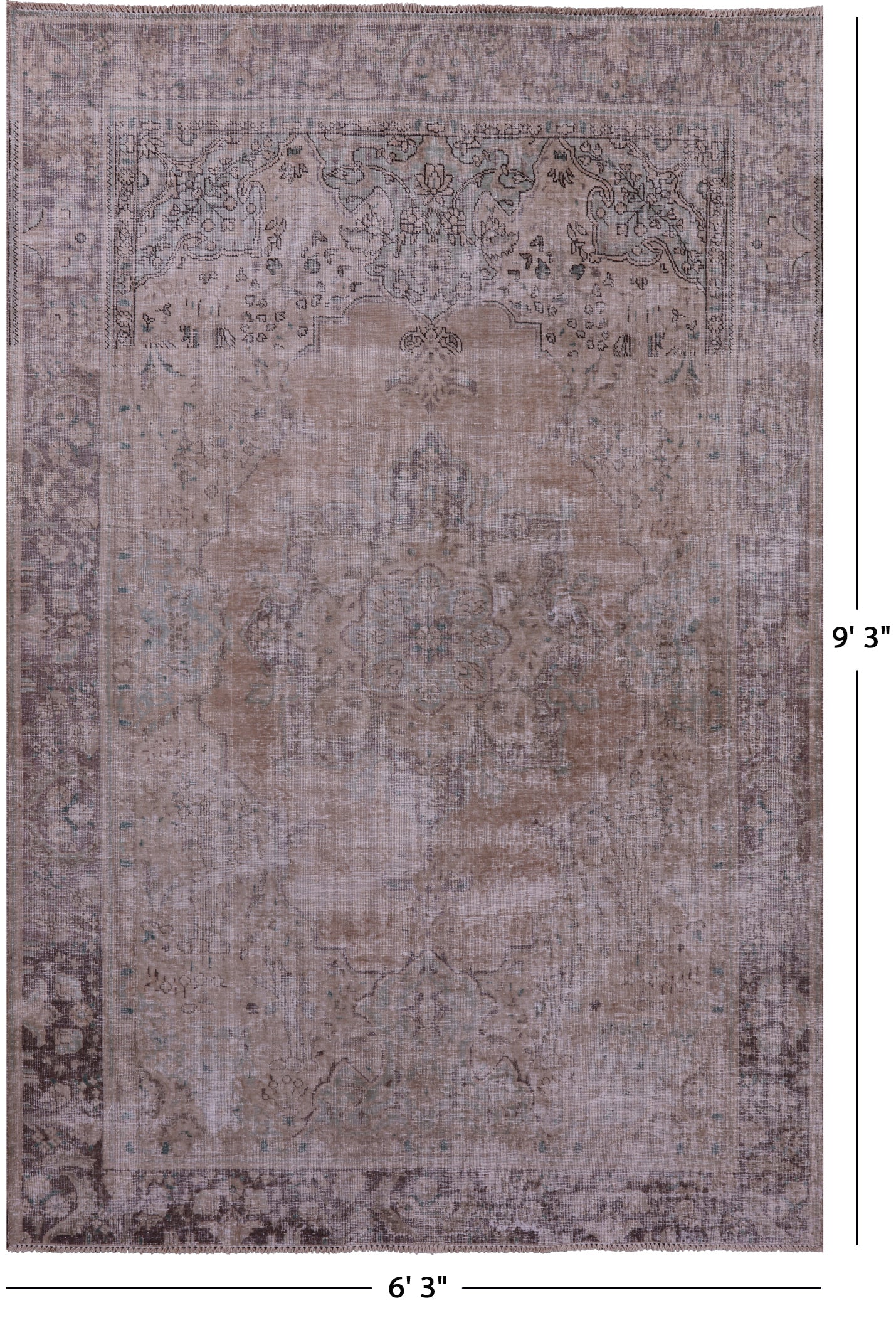 Ivory Persian Vintage White Wash Handmade Wool Rug - 6' 3" X 9' 3" - Golden Nile