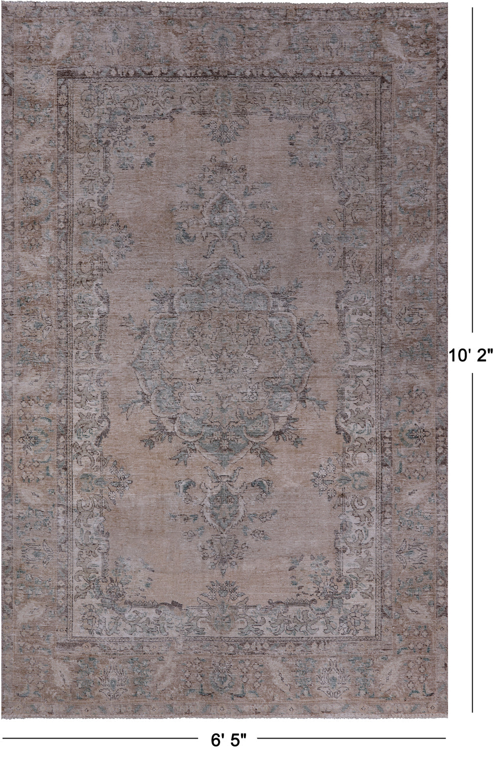 SUPER SALE Ivory Persian Vintage White Wash Hand Knotted Wool Rug - 6' 5" X 10' 2"