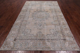 SUPER SALE Ivory Persian Vintage White Wash Hand Knotted Wool Rug - 6' 5" X 10' 2"