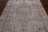 SUPER SALE Ivory Persian Vintage White Wash Hand Knotted Wool Rug - 6' 5" X 10' 2"