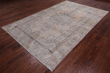 SUPER SALE Ivory Persian Vintage White Wash Hand Knotted Wool Rug - 6' 5" X 10' 2"