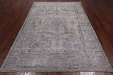 SUPER SALE Ivory Persian Vintage White Wash Handmade Wool Rug - 6' 4" X 9' 4"
