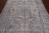 SUPER SALE Ivory Persian Vintage White Wash Handmade Wool Rug - 6' 4" X 9' 4"