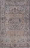 SUPER SALE Ivory Persian Vintage White Wash Hand Knotted Wool Rug - 6' 0" X 9' 4"