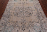 SUPER SALE Ivory Persian Vintage White Wash Hand Knotted Wool Rug - 6' 0" X 9' 4"