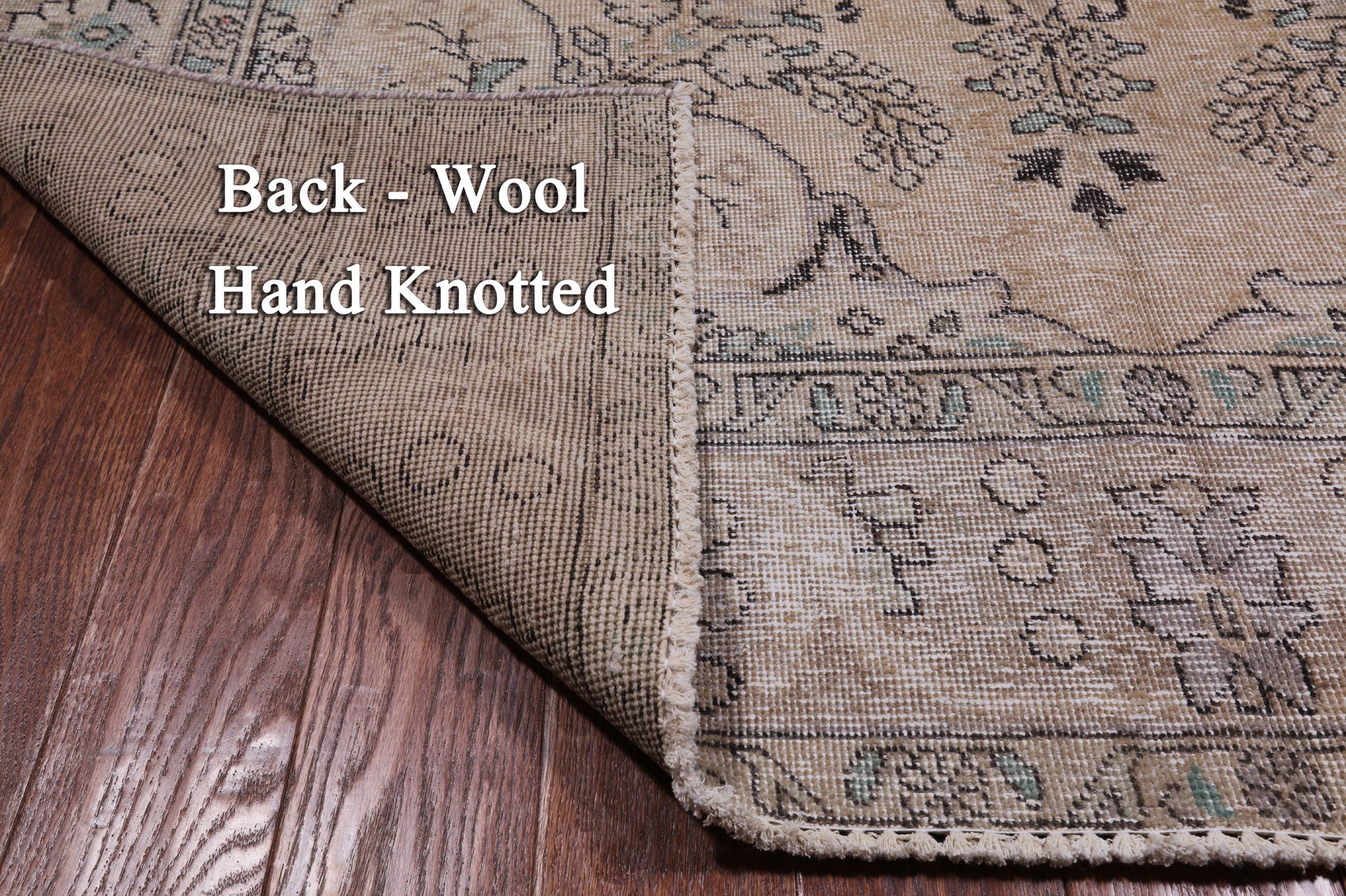 SUPER SALE Ivory Persian Vintage White Wash Hand Knotted Wool Rug - 6' 0" X 9' 4"
