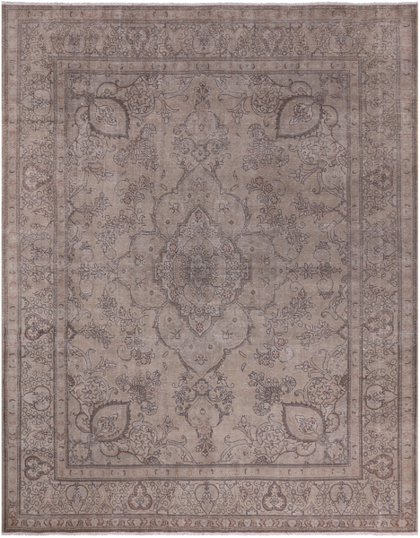 SUPER SALE Persian Vintage White Wash Hand Knotted Wool Rug - 9' 10" X 12' 6"