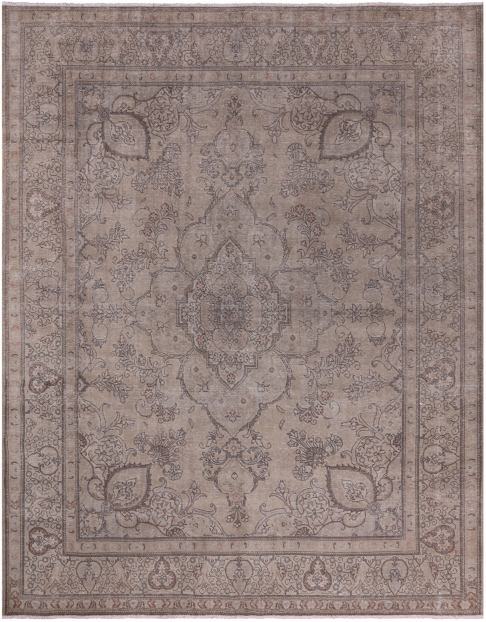 SUPER SALE Persian Vintage White Wash Hand Knotted Wool Rug - 9' 10" X 12' 6"
