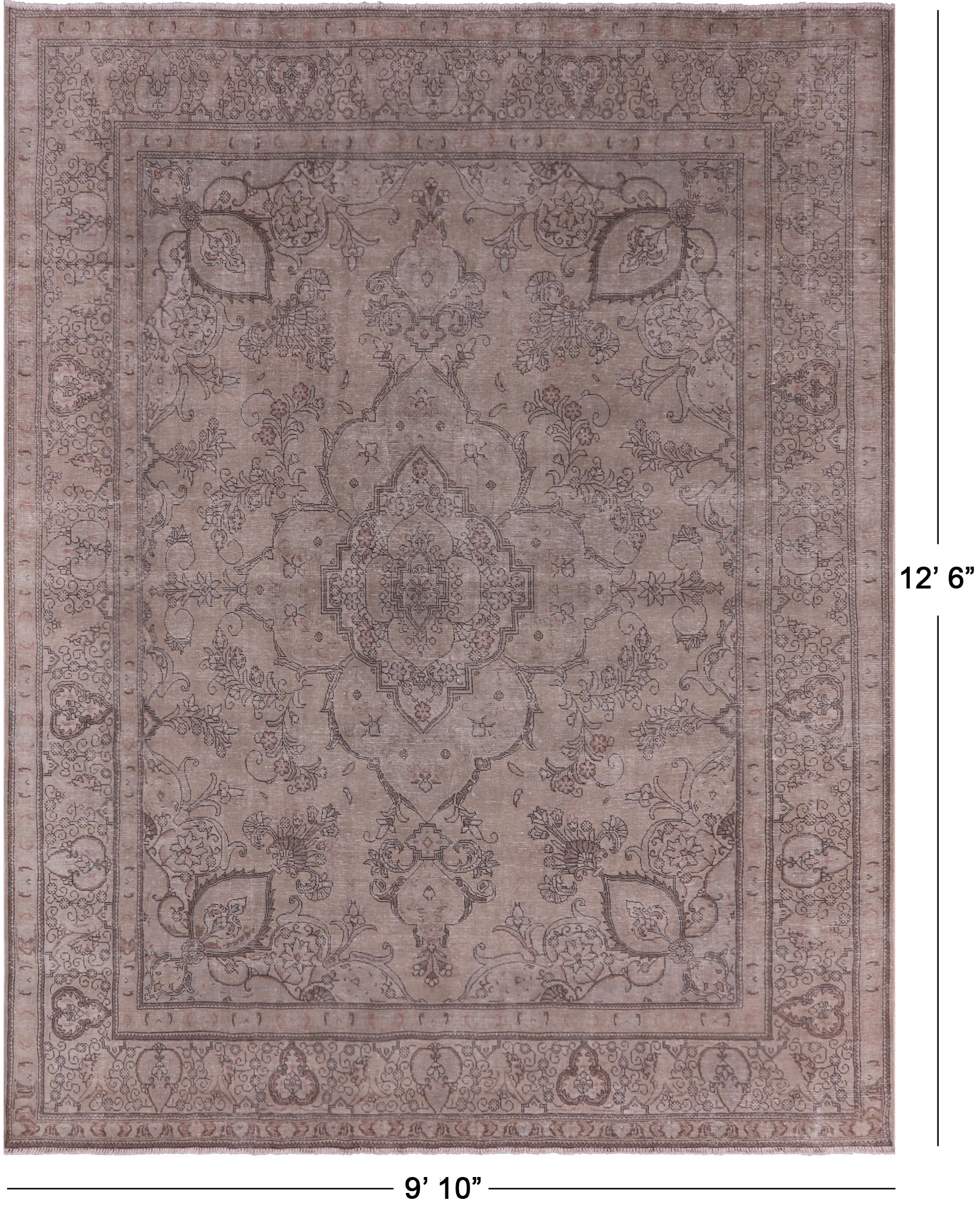 Persian Vintage White Wash Hand Knotted Wool Rug - 9' 10" X 12' 6" - Golden Nile