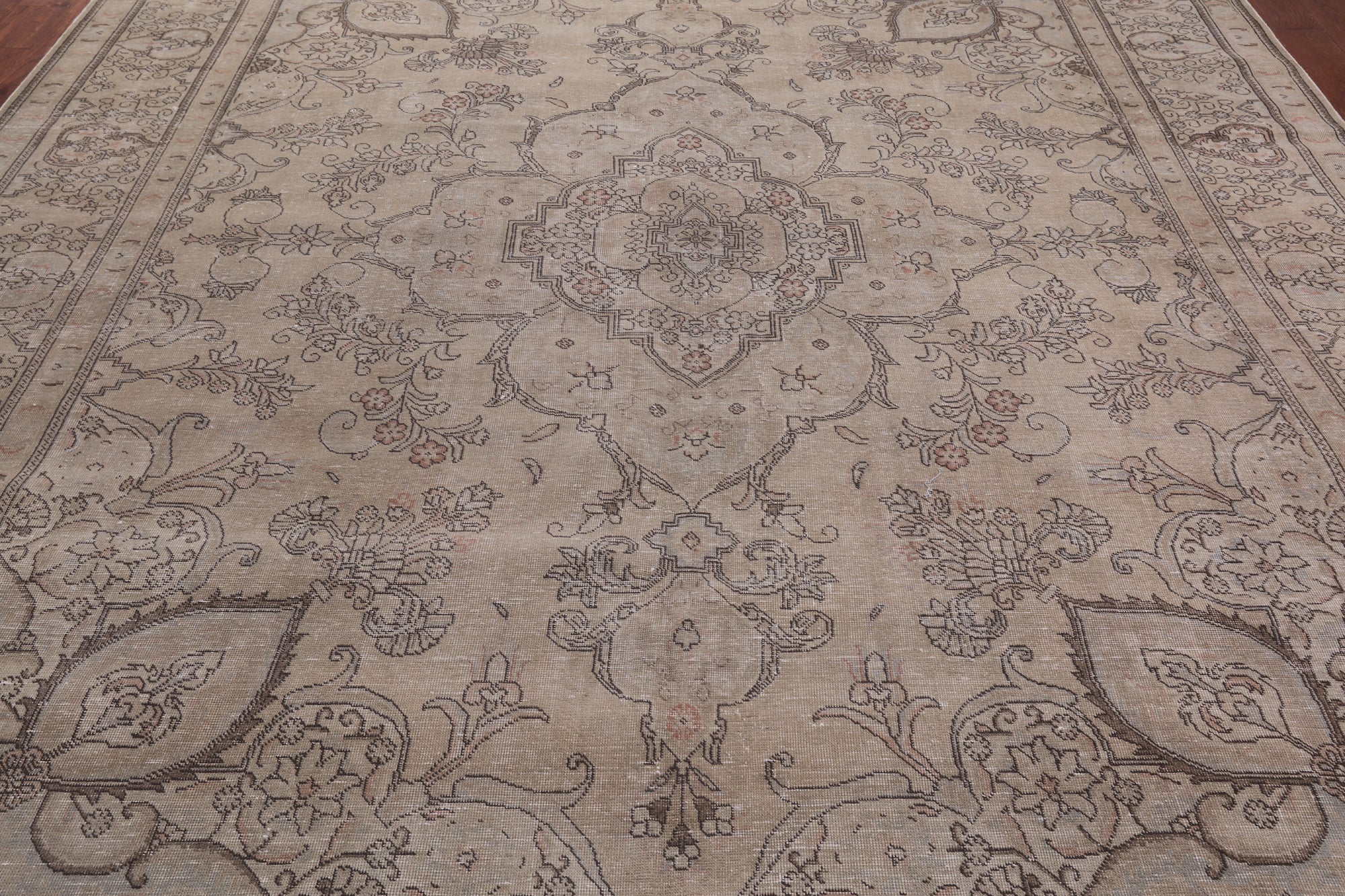 SUPER SALE Persian Vintage White Wash Hand Knotted Wool Rug - 9' 10" X 12' 6"