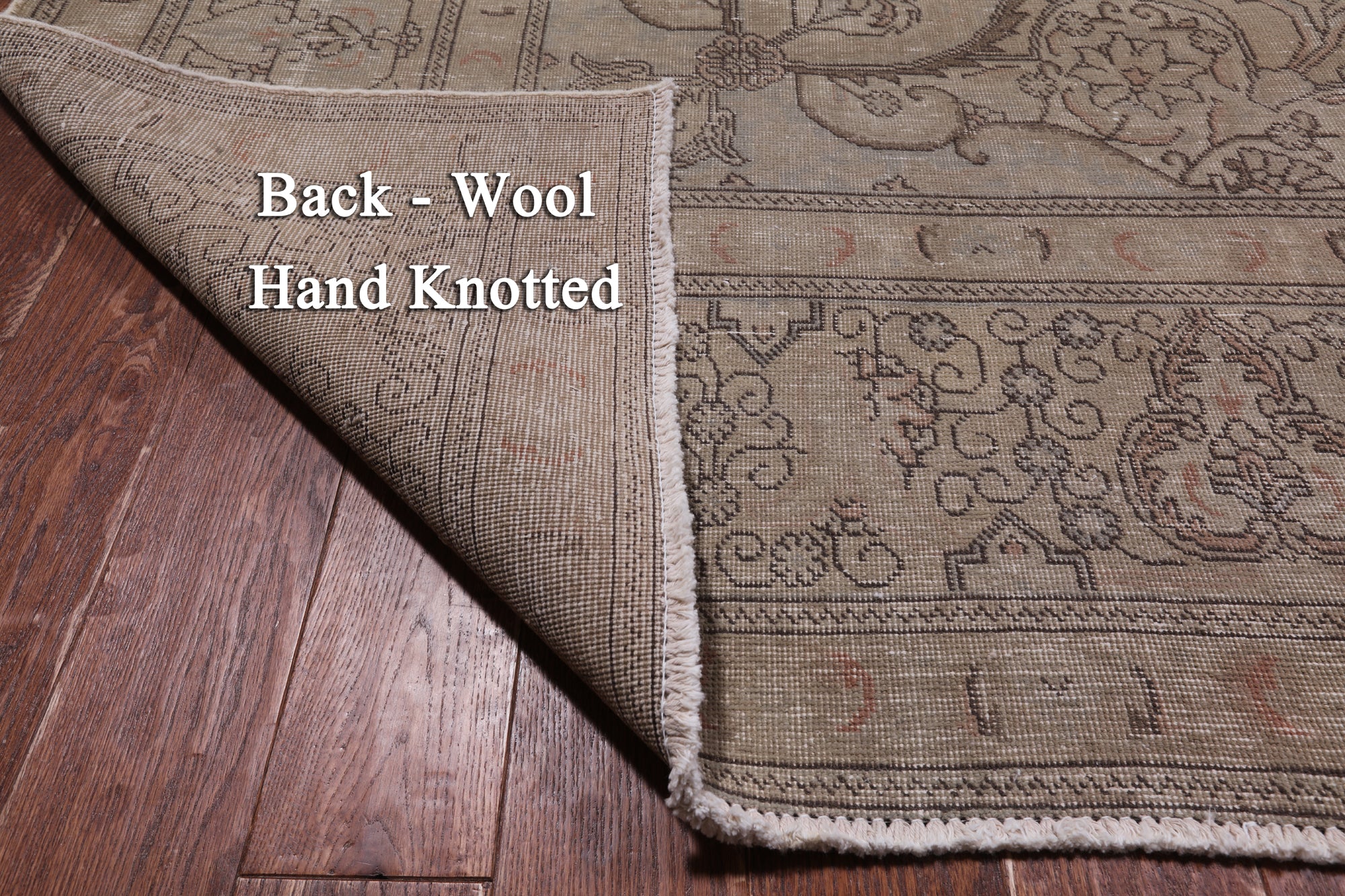 SUPER SALE Persian Vintage White Wash Hand Knotted Wool Rug - 9' 10" X 12' 6"