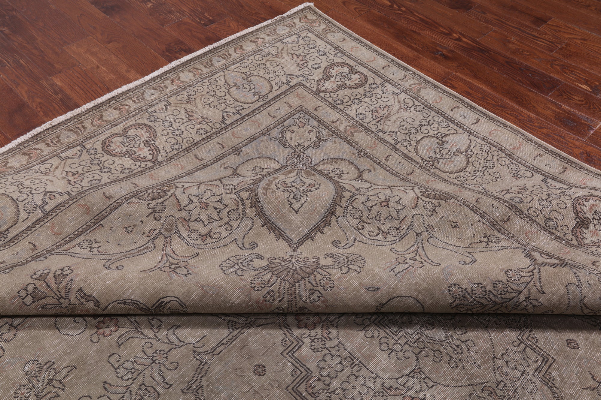 SUPER SALE Persian Vintage White Wash Hand Knotted Wool Rug - 9' 10" X 12' 6"