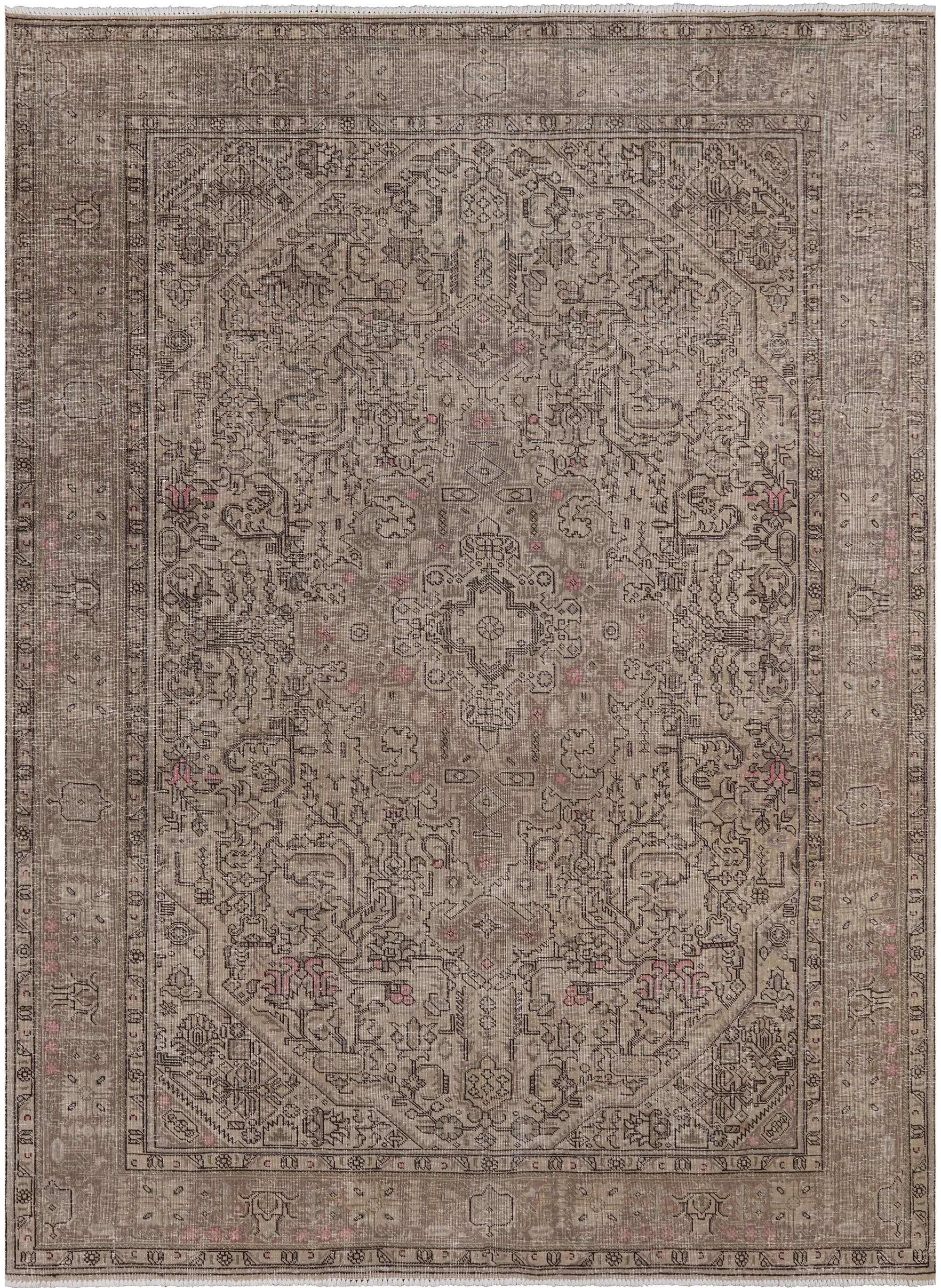 SUPER SALE Persian Vintage White Wash Hand Knotted Wool Rug - 8' 2" X 11' 1"
