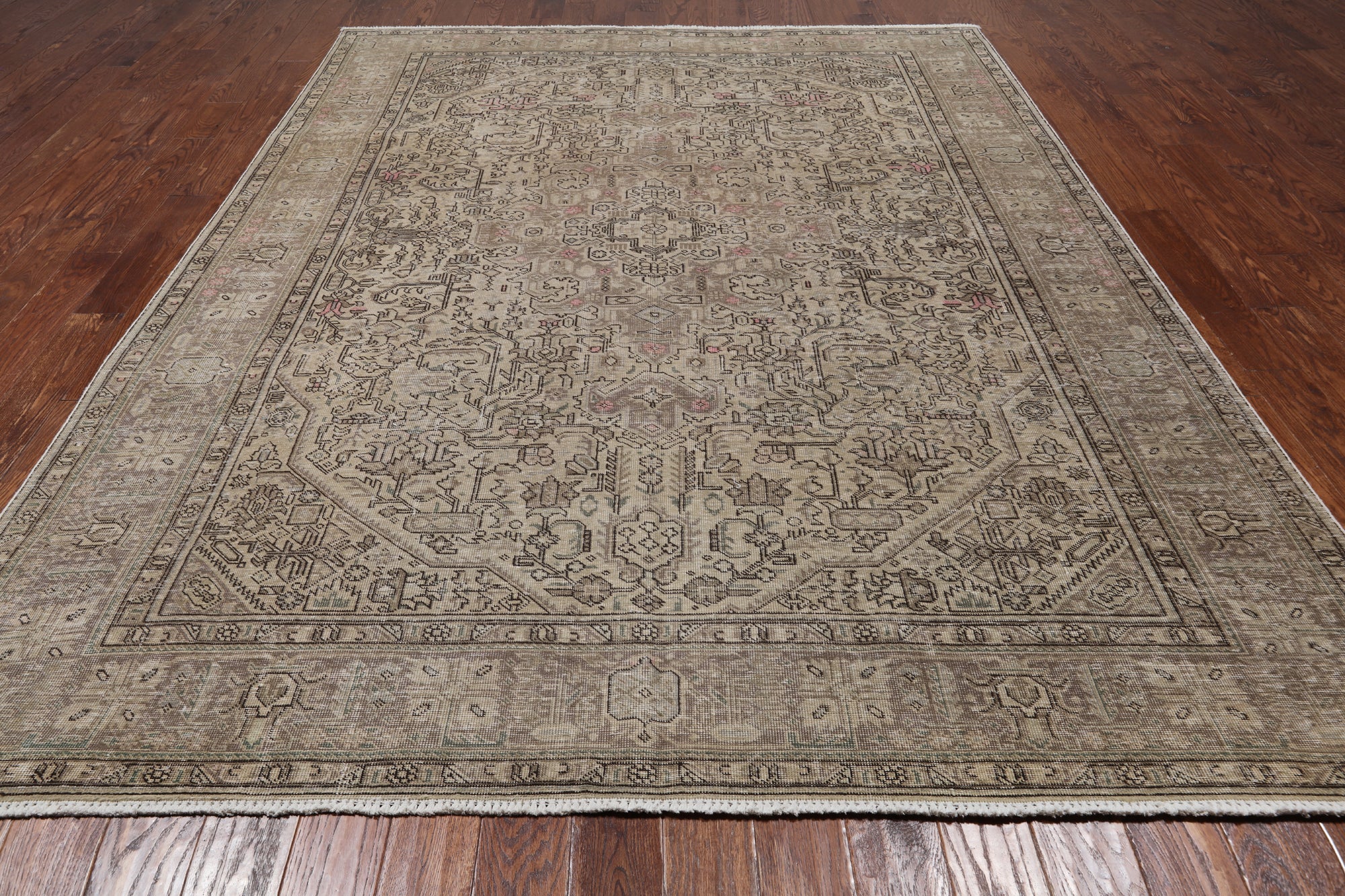 SUPER SALE Persian Vintage White Wash Hand Knotted Wool Rug - 8' 2" X 11' 1"