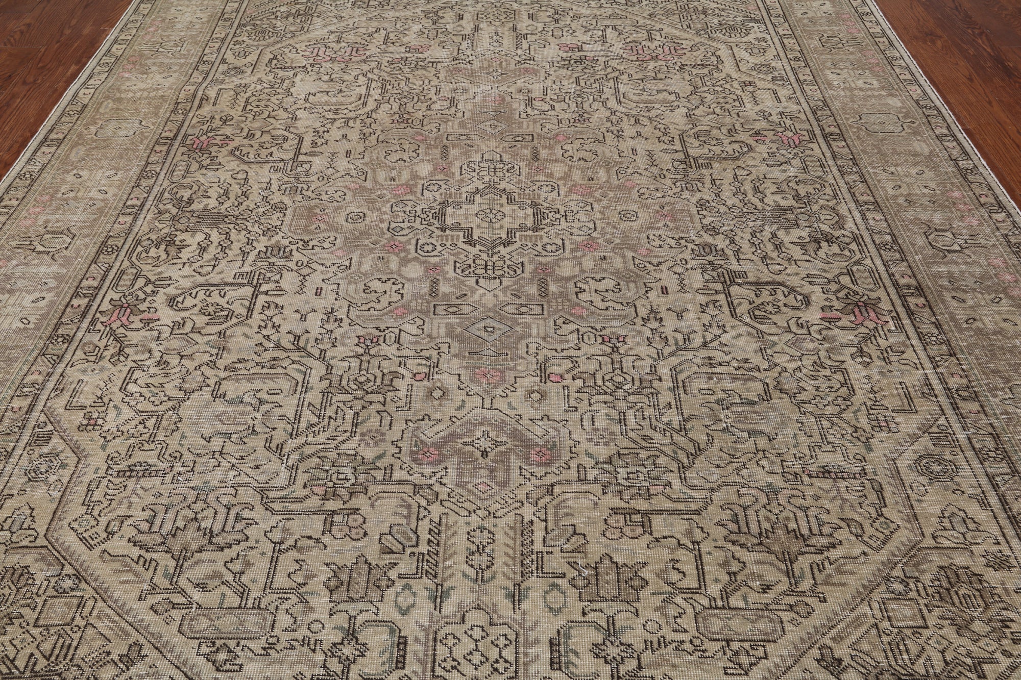 SUPER SALE Persian Vintage White Wash Hand Knotted Wool Rug - 8' 2" X 11' 1"