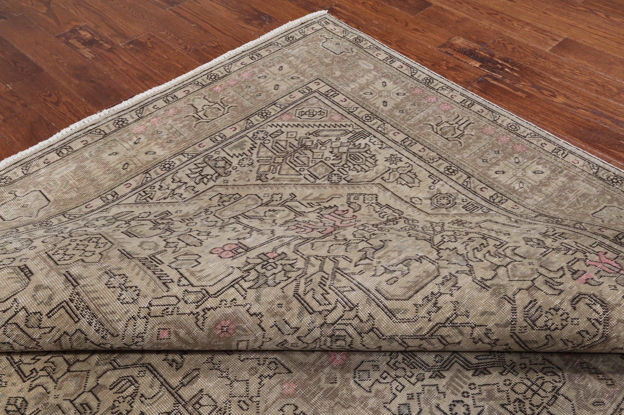 SUPER SALE Persian Vintage White Wash Hand Knotted Wool Rug - 8' 2" X 11' 1"