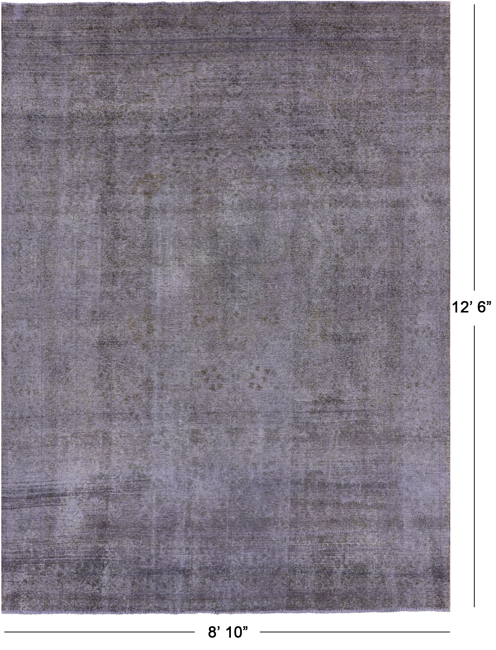 Grey Persian Overdyed Hand Knotted Wool Rug - 8' 10" X 12' 6" - Golden Nile