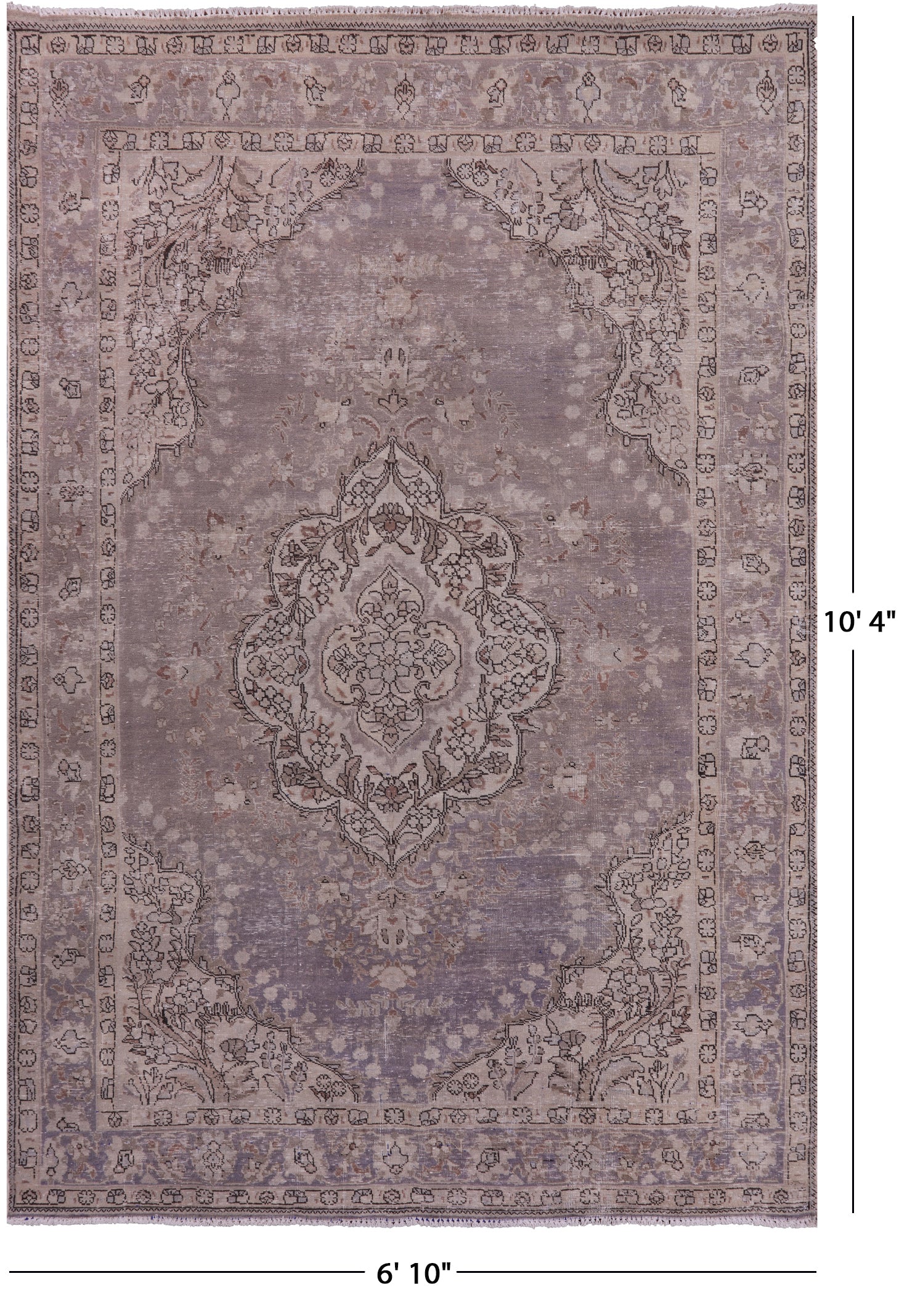 Persian Vintage White Wash Handmade Wool Rug - 6' 10" X 10' 4" - Golden Nile