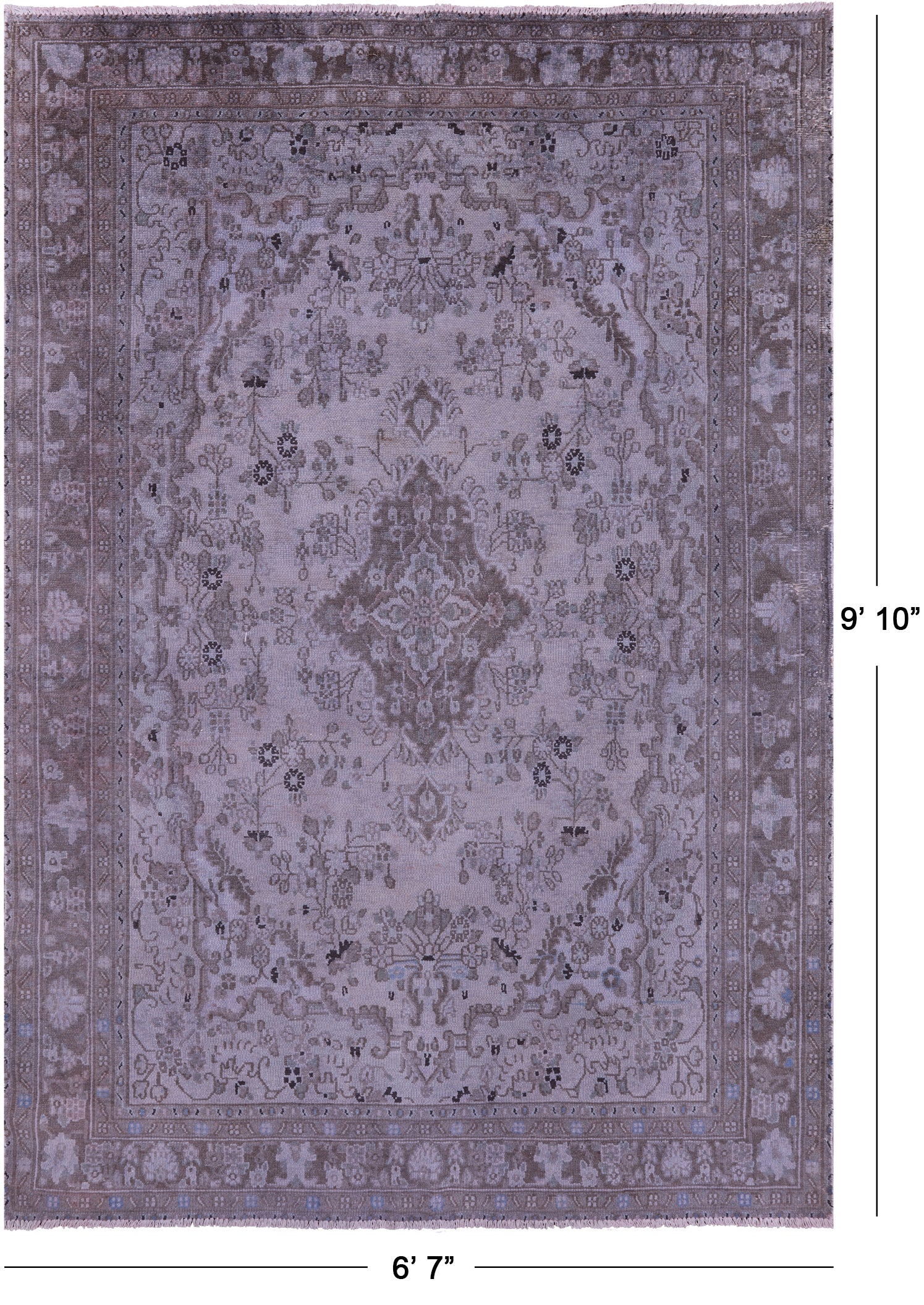 Persian Mashad Overdyed Hand Knotted Wool Rug - 6' 7" X 9' 10" - Golden Nile