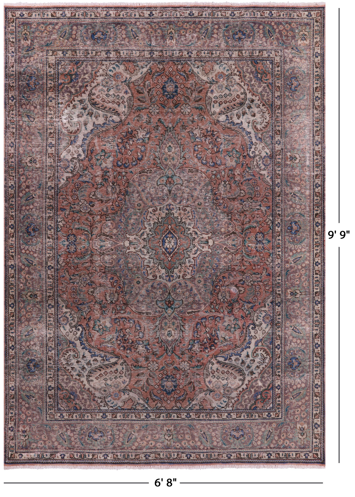 Persian Overdyed Hand Knotted Wool Rug - 6' 8" X 9' 9" - Golden Nile