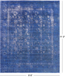 Blue Persian Overdyed Hand Knotted Wool Rug - 9' 6" X 11' 2" - Golden Nile