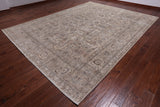 SUPER SALE Ivory Persian Vintage White Wash Hand-Knotted Wool Rug - 9' 10" X 12' 10