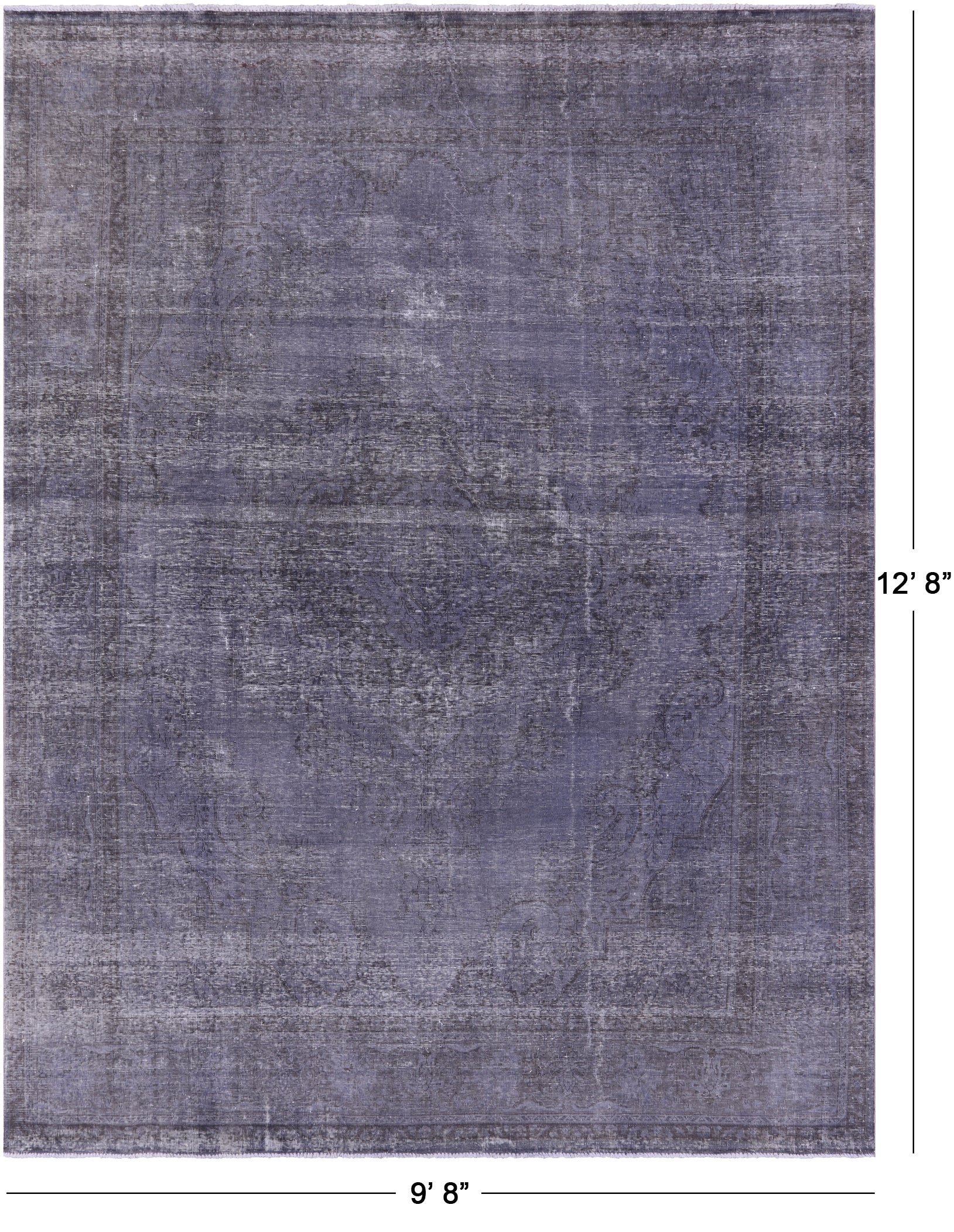 Grey Persian Overdyed Hand Knotted Wool Rug - 9' 8" X 12' 8" - Golden Nile