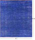 Blue Persian Overdyed Hand Knotted Wool Rug - 9' 7" X 10' 9" - Golden Nile