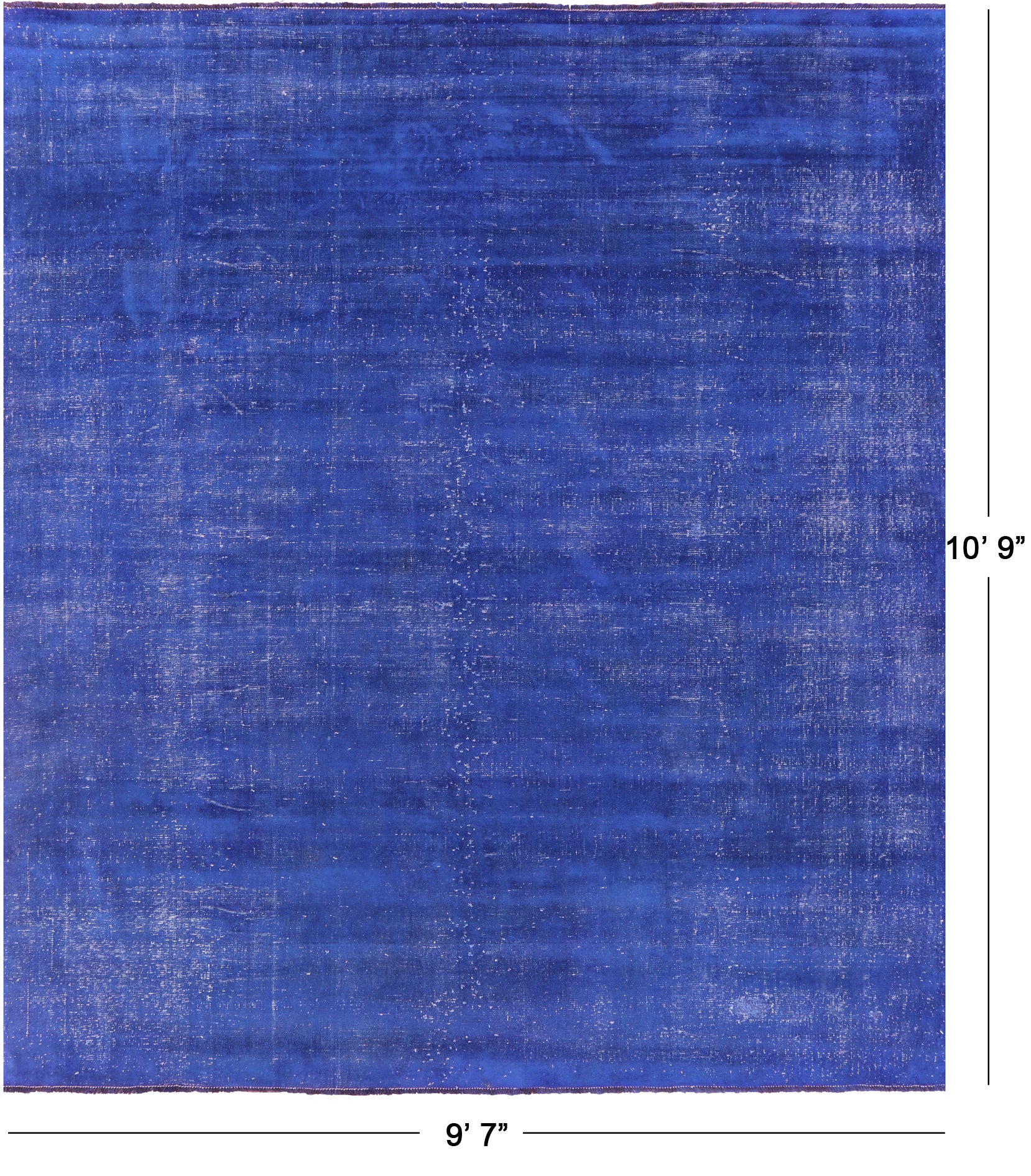 Blue Persian Overdyed Hand Knotted Wool Rug - 9' 7" X 10' 9" - Golden Nile