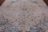SUPER SALE Ivory Persian Vintage White Wash Hand Knotted Wool Rug - 9' 6" X 12' 7"